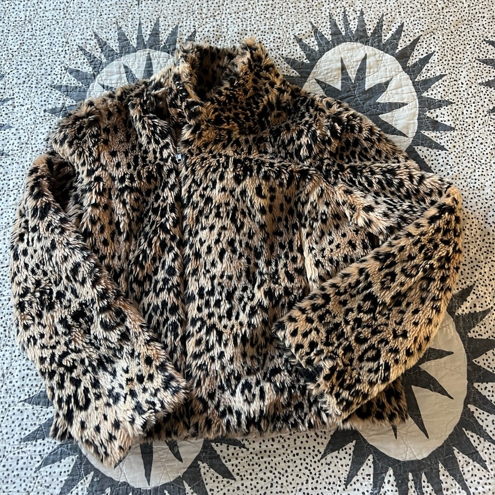 Leopard Print Faux Fur Coat